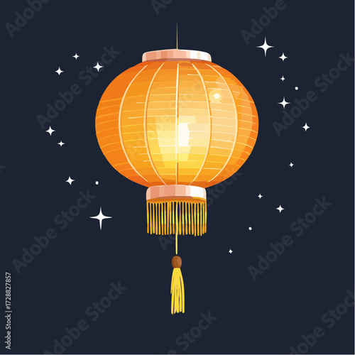 Minimalist Vector of Hanging Chinese Lantern for Cultural and Decorative Graphics