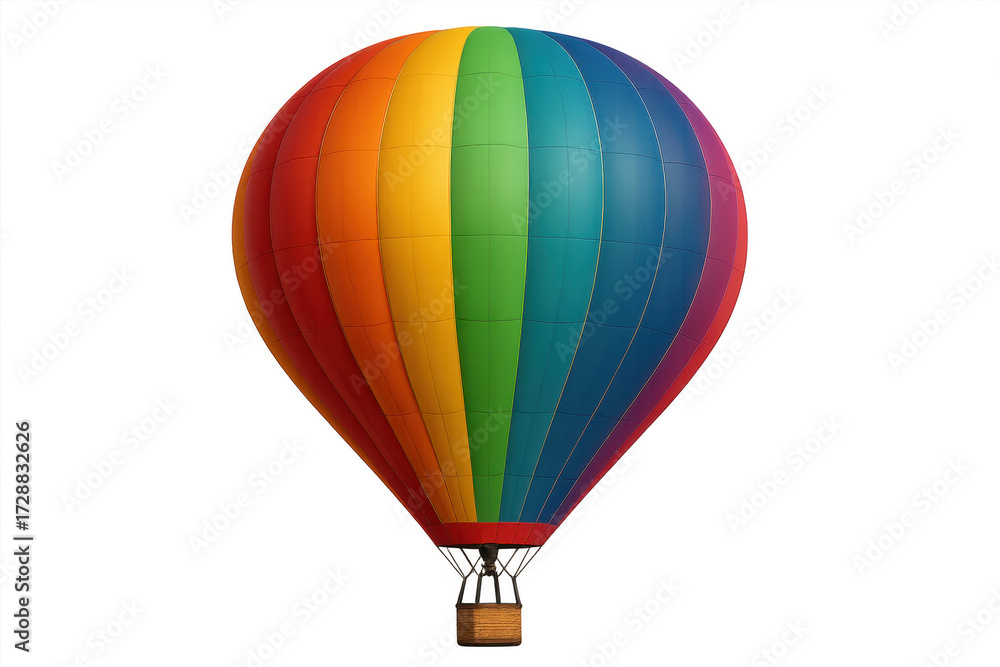 Naklejka premium Colorful rainbow hot air balloon floating up