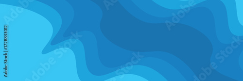 Blue abstract background in paper cut style. Water wavy paper layers for World Oceans Day June 8.vector illustration