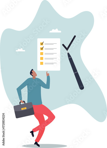 Completed checklist, finishing project tasks or work done conclusion, project management or process plan.about a man and his life.