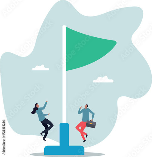 Red flag warning to be careful for business or economic disaster, advice, notice or caution, attention or alert for threat.about a man and his life.