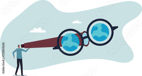 Global or world business vision, international business opportunity, searching for job, career or working abroad.about a man and his life.