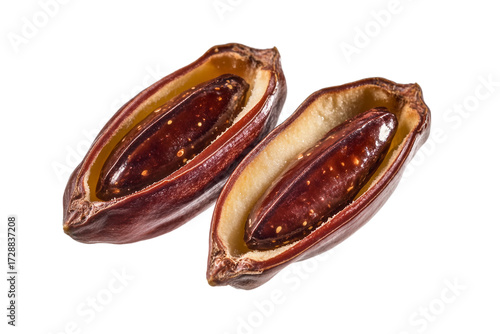 Wallpaper Mural Jojoba fruit sliced to display inner seeds isolated on transparent background Torontodigital.ca