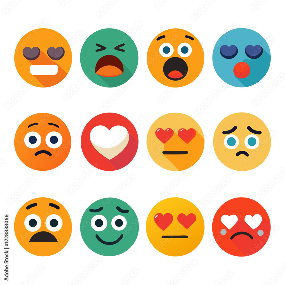 Obraz premium Collection of colorful emoticon characters displaying diverse emotions