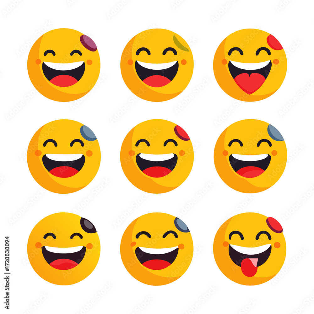Fototapeta premium Vector graphic of happy and laughing emoji faces collection