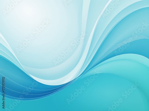 Minimal abstract background with smooth gradient in soft blue and teal tones. Elegant flowing curves and clean modern design, perfect for business presentations, corporate branding, technology themes