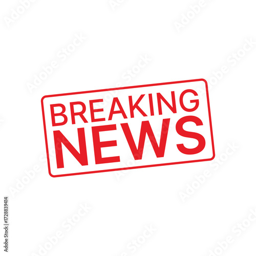 Breaking news red stamp isolated on white background