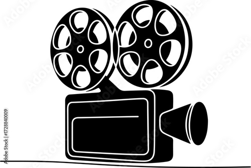Classic film camera silhouette capturing the essence of vintage cinema and movie production history