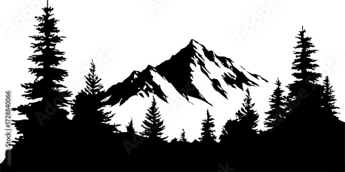 "Forest and Peaks Silhouette"