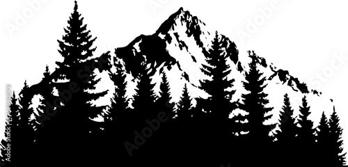 "Forest and Peaks Silhouette"