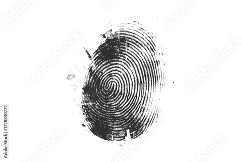 Inked fingerprint detail on paper surface isolated on transparent background