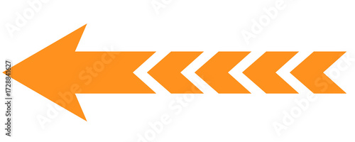 Orange arrow pointing left isolated on transparent background