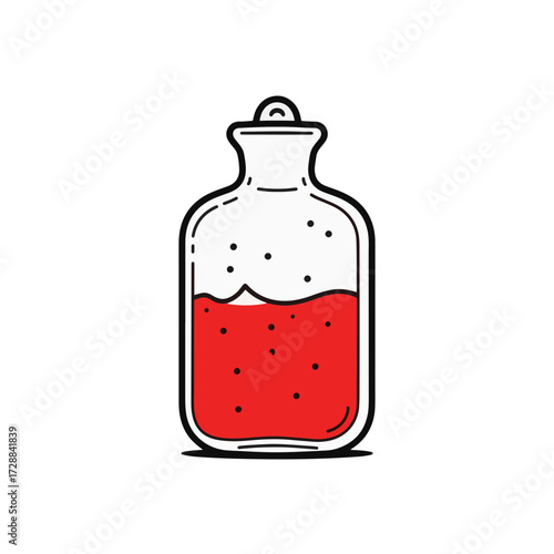 Stylish red bottle on white background, minimalist design concept