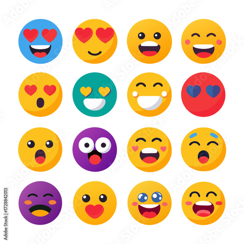 Colorful emoji faces showcasing various emotions on a white background