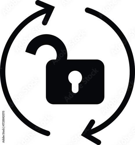 Open lock icon with circular arrows symbolizing access and security
