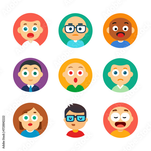 Diverse emotion avatars illustrating various human feelings and expressions