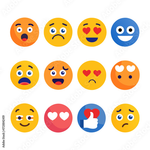 Collection of vector emoji icons expressing various emotions