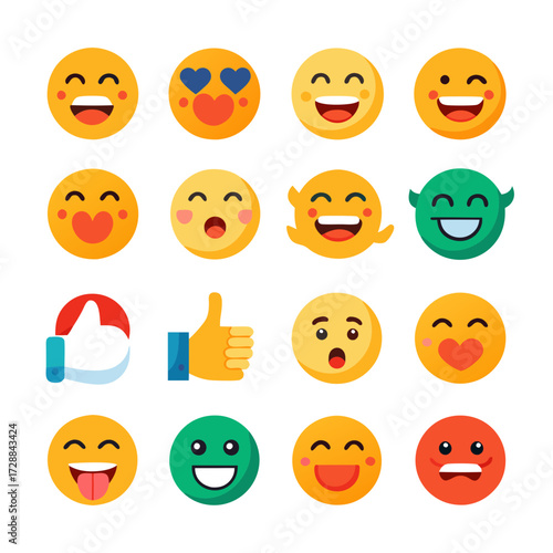 Collection of diverse emoji faces expressing various emotions