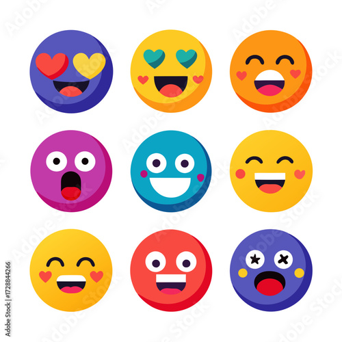 Diverse emoji expressions grid illustration of various moods and feelings