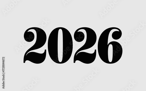 Bold vector illustration of the year 2026 scalable graphic for future projects silhouette vector illustration white background