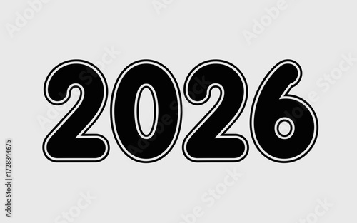 Year 2026 bold black numbers vector illustration scalable design silhouette vector illustration white background