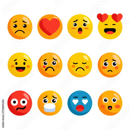 Collection of diverse emoji icons expressing various emotions