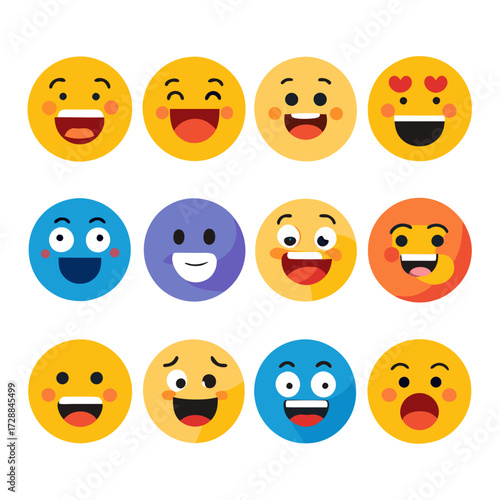 Collection of whimsical emoji icons expressing diverse emotions
