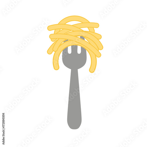 Flat illustration of fork with spaghetti pasta