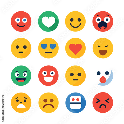 Collection of colorful emoji icons expressing various human emotions