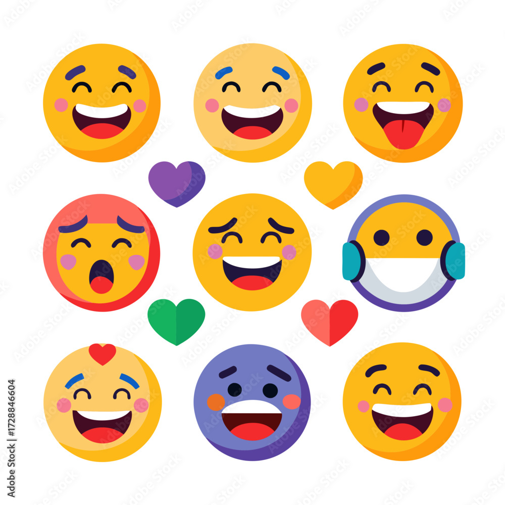 Fototapeta premium Variety of emotion icons isolated on white background