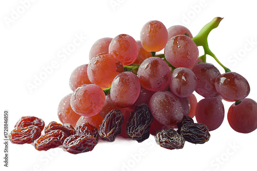 Step-by-step transformation of grapes into raisins isolated on transparent background