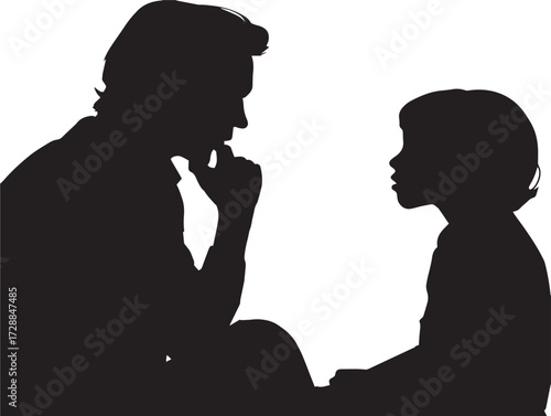 Mentoring and Training silhouette vector illustration solid black guidance concept