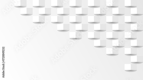 Abstract white background with 3D rectangle shapes and soft shadows, ideal for modern design and presentations,
