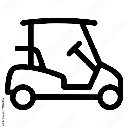 Sleek modern golf cart icon, perfect for sports, leisure, and transportation themes, conveying effortless mobility and outdoor adventure with clean lines.