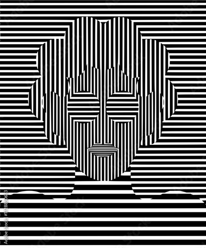 Striking optical illusion abstract pattern creates dynamic visual intrigue and modern artistic depth for creative projects