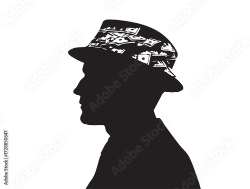 Millionaire Habit silhouette icon vector illustration solid black wealthy person routine