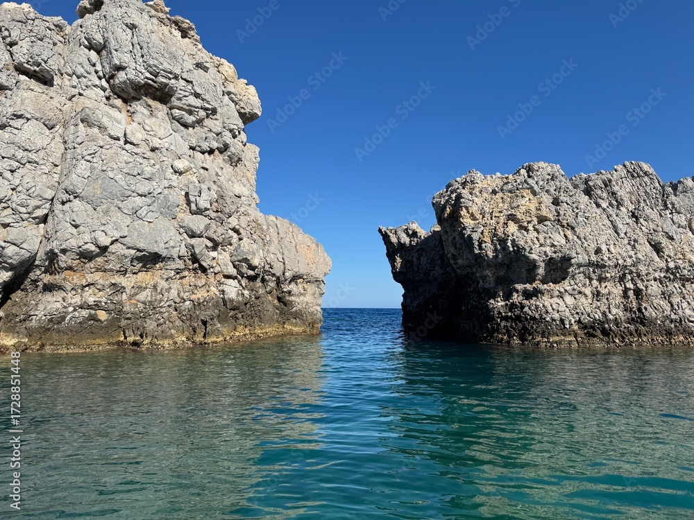Fototapeta premium rock and sea in greece lovely background