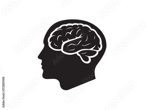 Mind Process silhouette icon vector illustration solid black cognitive function and thought