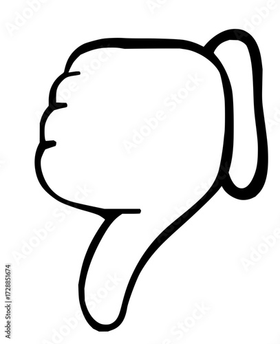 Simple hand gesture conveying disapproval or rejection with clear outline on transparent background perfect for negative feedback icons