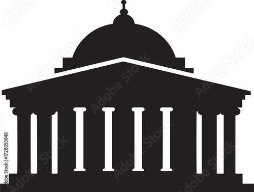 Museum silhouette icon vector illustration solid black cultural heritage and history
