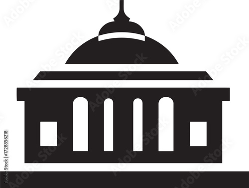 Museum silhouette icon vector illustration solid black public cultural institution building