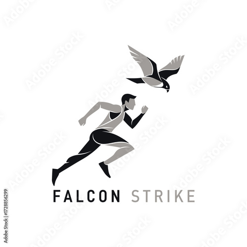  sports run strength athlete cheerful aggressive eagle design illustration