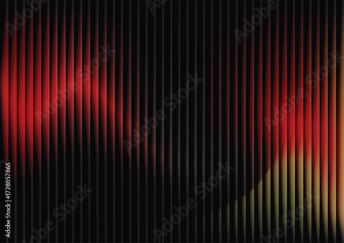 Abstract stereo sound wave background, red and orange vertical lines. Digital vector abstract gradient background with a futuristic glowing light and 3D illusion effect.