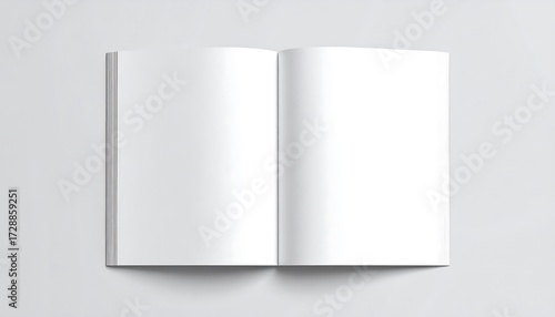 Blank open book or magazine mockup from top view.