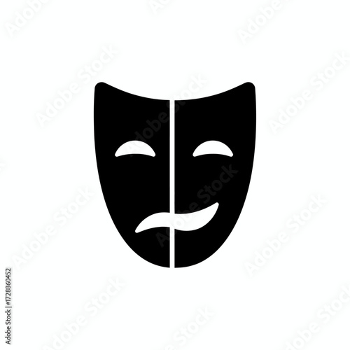 Symbolic duality of human emotion depicted by a theatrical mask showing both joy and sadness for diverse conceptual applications