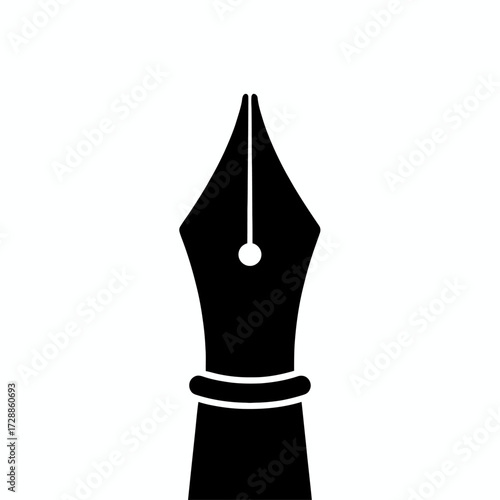 Elegant black fountain pen nib symbolizing creativity, writing, and professional communication, perfect for design projects and branding.
