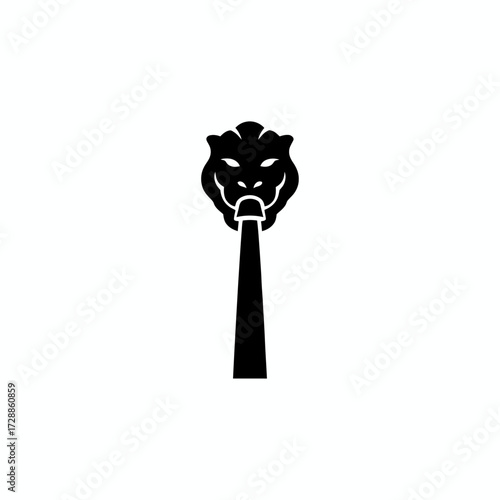 Mysterious mythological lion head spouting water creating a dynamic and powerful visual element for your creative projects