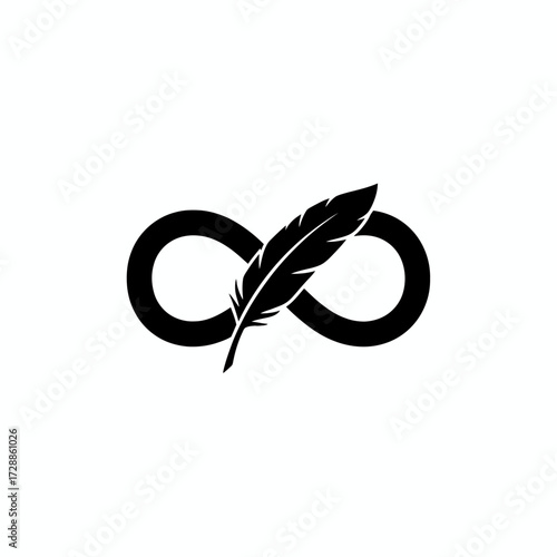 Symbolizing endless creativity and the delicate nature of ideas, this elegant infinity feather design represents boundless inspiration and artistic freedom for modern projects.