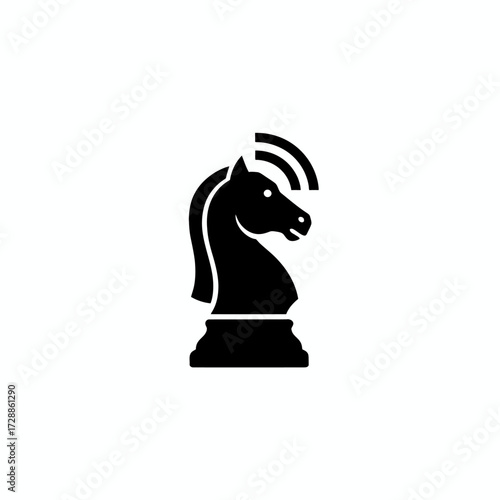 Intelligent knight chess piece with wifi signal icon symbolizing smart strategy and digital innovation in business and technology concepts