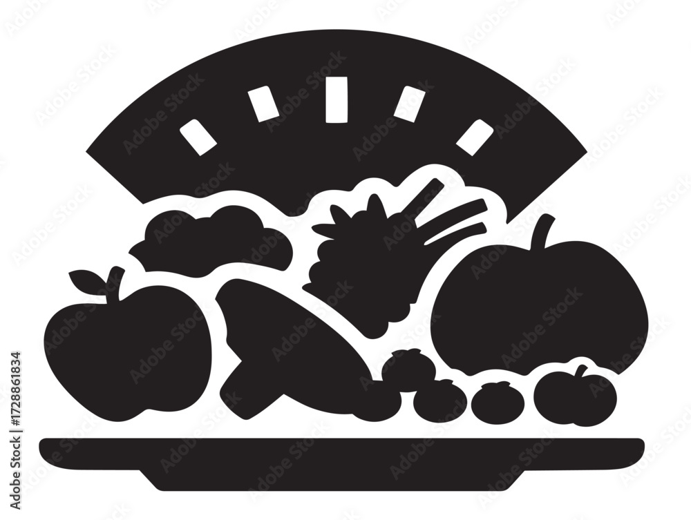Fototapeta premium Nutrition silhouette icon vector illustration solid black balanced diet concept